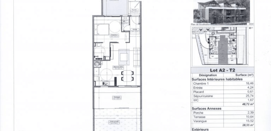 A investir dans ce projet comprenant un appartement T2 avec parking sécurisé à Saint Gilles Les Bains