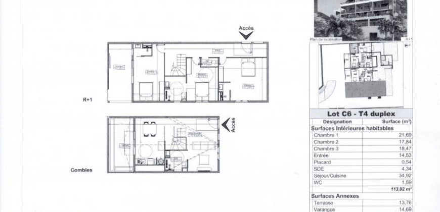 Appartement T4 duplex neuf de 142.37m² avec avantages fiscaux à Saint-Gilles-les-Bains