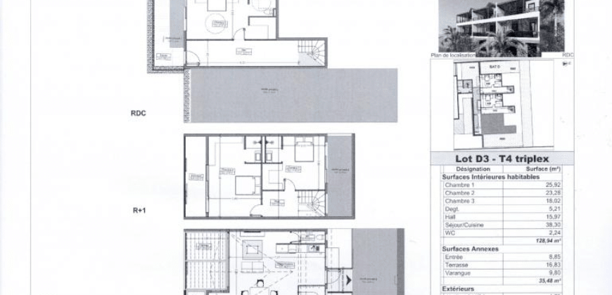Opportunité à Saint-Gilles les Bains spacieux triplex T4 neuf de 263,60 m2 éligible loi pinel / girardin is
