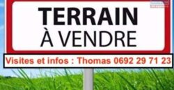 A vendre un grand terrain viabilisé de 922m2 situé en fond d’impasse à Sainte Anne