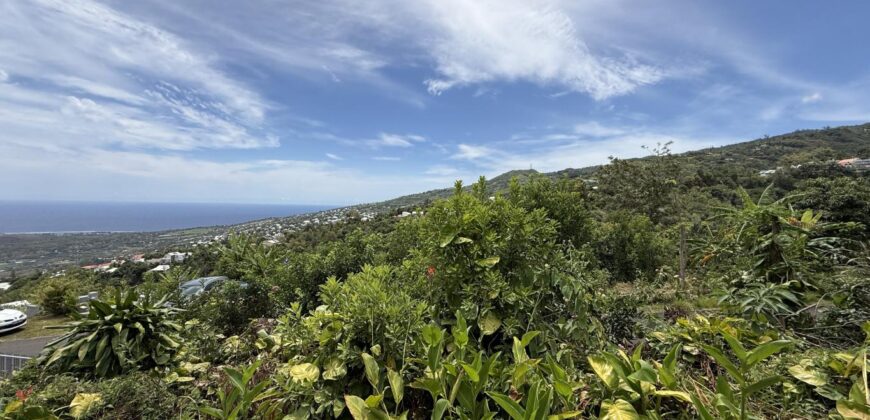 À vendre une belle parcelle de terrain plat de 1200 m2 avec pleine vue mer et montagne à Étang Salé