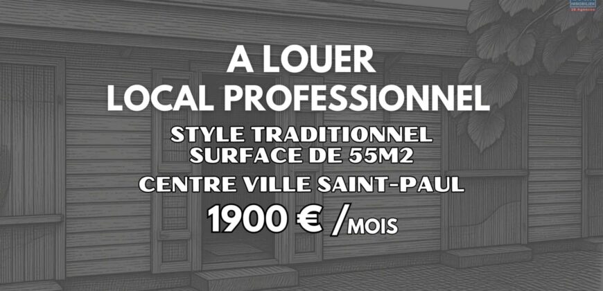 À louer local professionnel de 55 m² avec parking en plein cœur de Saint-Paul Réunion