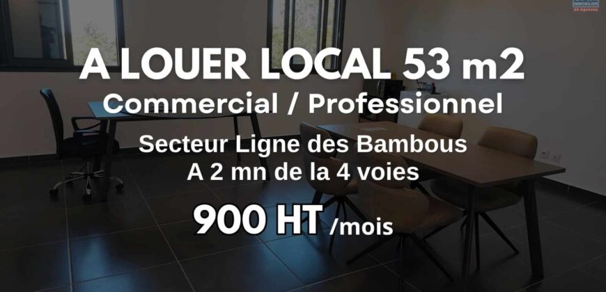À louer local commercial / professionnel de 53 m2 situé secteur Ligne des Bambous entre Saint-Pierre et Le Tampon Réunion