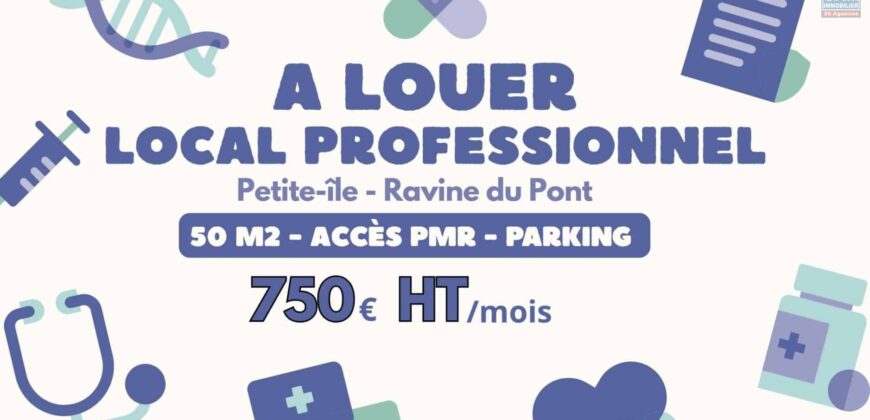 À louer local professionnel ou médical de 50 m2 situé dans le quartier de Ravine du Pont à Petite île Réunion