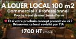À louer un local commercial de 100m2 avec terrasse proche de la plage et commerces à Saint Pierre Réunion