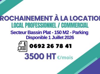 À louer local professionnel de 150 m² avec parking dans un secteur recherché à Bassin Plat Saint Pierre Réunion