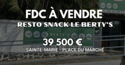 En vente le fonds de commerce du snack « Le Berty’s » situé à Sainte-Marie Réunion