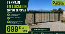 À louer terrain plat de 500 m2 clôturé avec portail situé dans le secteur de Bras Creux au Tampon Réunion