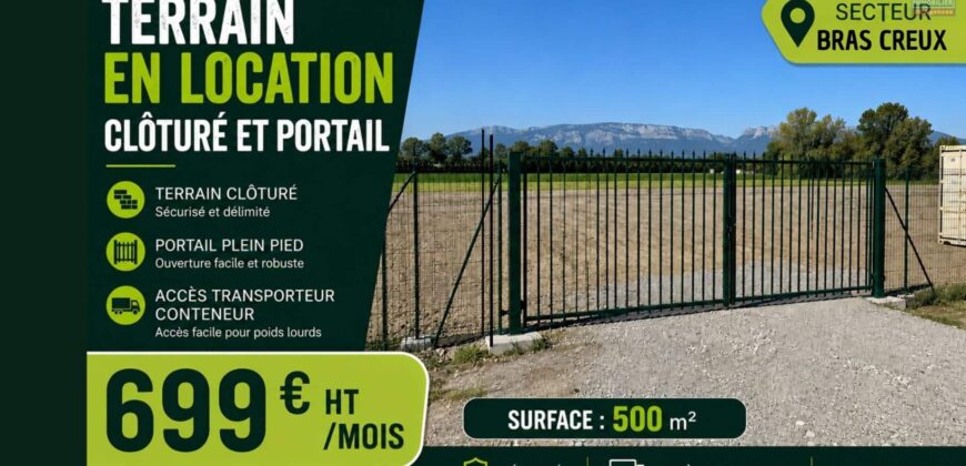 À louer terrain plat de 500 m2 clôturé avec portail situé dans le secteur de Bras Creux au Tampon Réunion