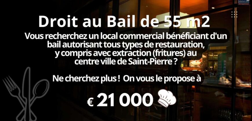 À vendre local commercial d’environ 55 m2 situé au centre-ville de Saint Pierre Réunion