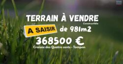 À vendre terrain constructible de 981 m2 situé à La Croisée des Quatre Cents au Tampon Réunion