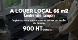 À louer un local professionnel ou commercial d’environ 66 m2 situé en plein centre-ville du Tampon