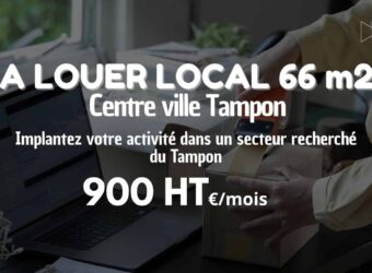 À louer un local professionnel ou commercial d’environ 66 m2 situé en plein centre-ville du Tampon