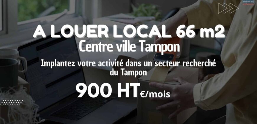 À louer un local professionnel ou commercial d’environ 66 m2 situé en plein centre-ville du Tampon