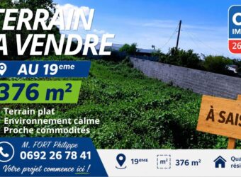 À vendre terrain viabilisé de 376 m2 situé au 19ᵉ km au Tampon Réunion