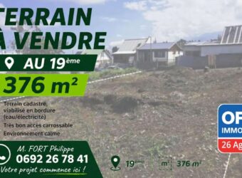 À vendre un terrain constructible viabilisé de 376 m2 situé au 19ᵉ km du Tampon Réunion