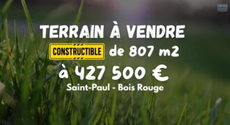 À vendre un terrain constructible de 807 m² à Bois Rouge Saint-Paul Réunion