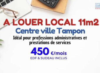 À louer bureau professionnel d’environ 17 m2 situé en plein centre-ville du Tampon Réunion