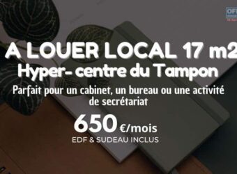 Location d’un local professionnel de 17 m2 situé en plein centre-ville du Tampon, Réunion