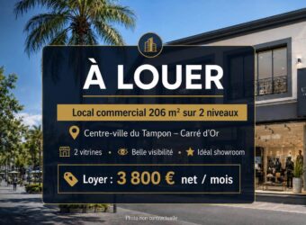 À louer un local commercial d’environ 206 m2 sur deux niveaux situé en plein centre-ville du Tampon
