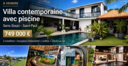 À vendre une villa contemporaine de 190 m2 avec piscine rooftop et bungalow indépendant située sur les hauteurs de Saint-Paul Réunion