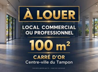 À louer un local commercial ou professionnel de 100.34 m2 situé dans le Carré d’Or du centre-ville du Tampon Réunion
